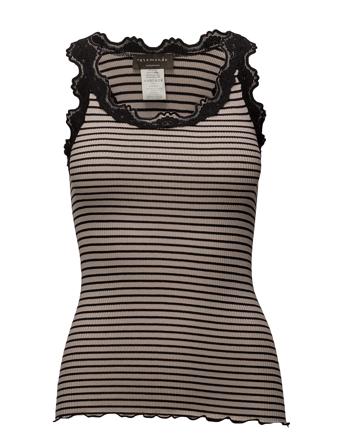 Silk Top W/ Lace T-shirts & Tops Sleeveless Svart Rosemunde*Betinget Tilbud