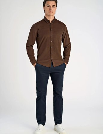 Lindbergh Fine Corduroy Shirt L/S - Brown - L