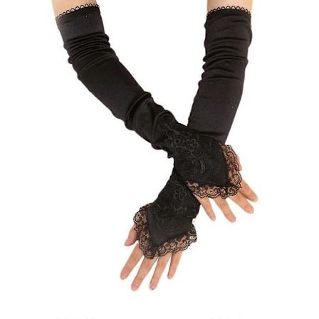 Lange hansker for kvinner, halv finger, mesh-votter, maskerade halloween-hansker