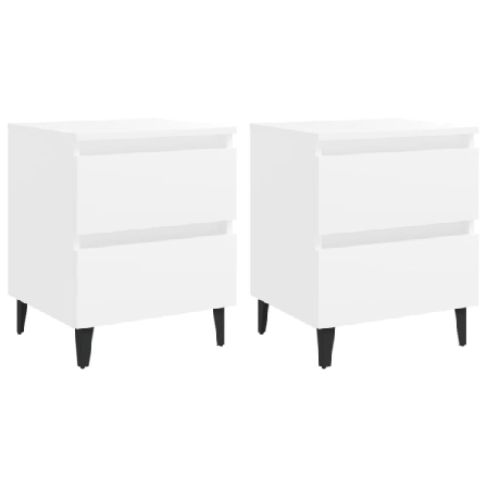 Vidaxl Sängbord 2 St Vit 40x35x50 Cm Konstruerat Trä Vit