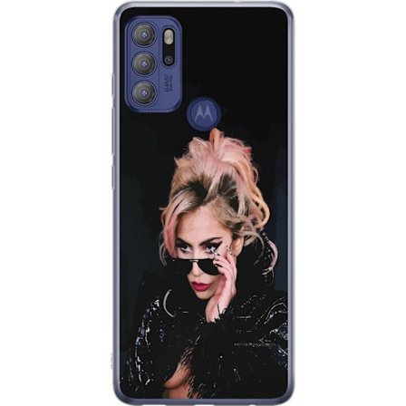 Kompatibelt Mobildeksel til Motorola Moto G60S Lady Gaga portrett med solbriller og dramatisk sminke i mørk glamorøs stil