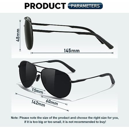 Solbriller - Herre - Dame - Pilot Solbriller Unisex UV400 Beskyttelse Polariserte Solbriller Sorte Solbriller Unisex Klassisk Vintage Stil Ultralette 