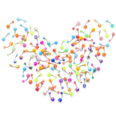 50 stk. Navlepiercinger Pakke Tilfeldig Farge Navlepiercinger Fargerike Navleringer Piercinger Akryl 14G