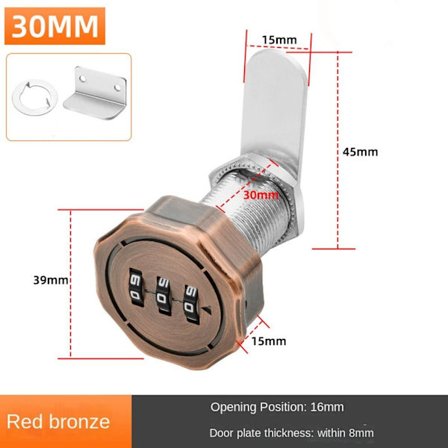 Kodeordslås kombinationslås 30MMCOLOR 4 FARVE 4