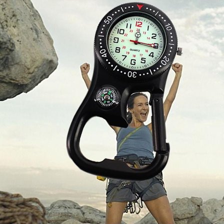 Clip-on karbinhake Luminous Face Backpacker Fob Watch black