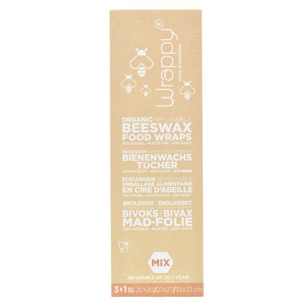 Wrappy Økologisk Genanvendeligt Bivoks Madindpakning Small/Medium/Large /3 stk., Tøj & Bolig, Køkken & Bord, Øvrig