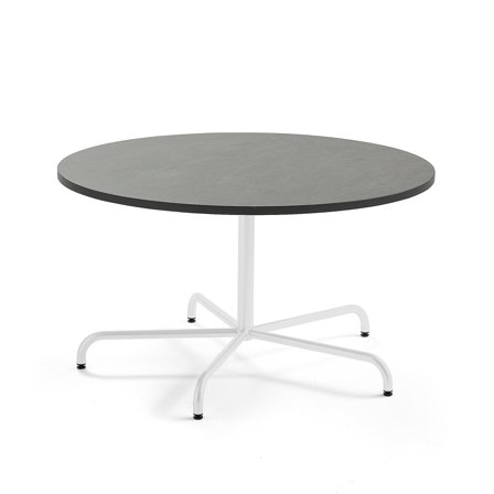 Tisch PLURAL, Ø 1300x720 mm, Linoleum-Platte, dunkelgrau, weiß