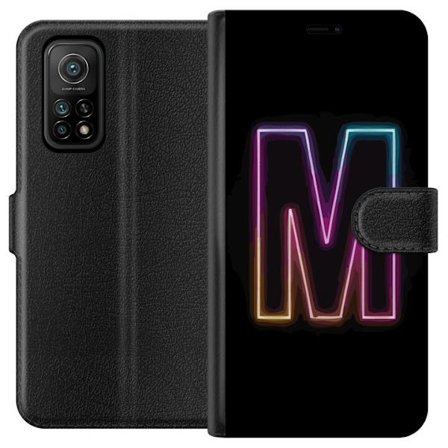 Yhteensopiva Lompakkokotelo Xiaomi Xiaomi Mi 10T Pro 5G Neonkirjain M värinvaihtuva valotehoste mustaa taustaa vasten, moderni minimalistinen typogra