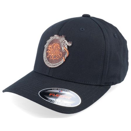 Vikings - Svart flexfit Keps - Jormundgand Sleipner Patch Black Flexfit @ Hatstore