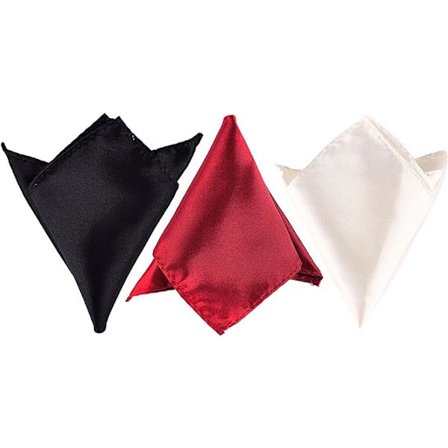 Satin lommetørkle for menn, 3-pakning, ensfarget, for bryllup, kontor, dress