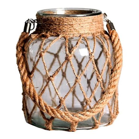 Hydroponisk flettet tau glass gjennomsiktig vintage vase hjem dekor glass gjennomsiktig vase hamp tau
