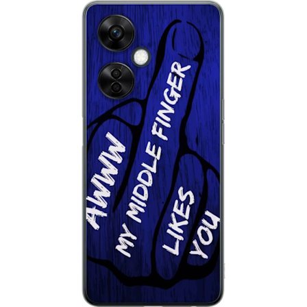 Kompatibelt Mobildeksel til OnePlus Nord CE3 Mørk typografisk illustrasjon med hjerteform og budskap om vennskap mot dyp blå tretekstur