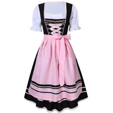 Tysk Oktoberfest-kostume til kvinder - traditionel bayersk ølkjole til karneval - Fraulein-cosplay-stuepigekostume i sort - perfekt Black M