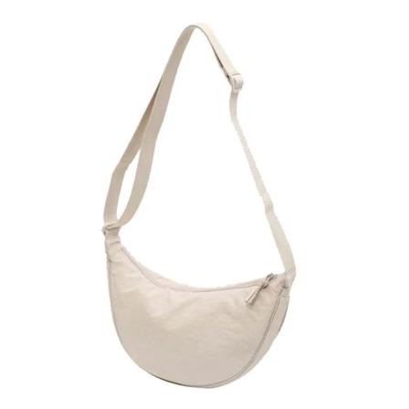 Casual Nylon Hobos Crossbody-väska för kvinnor Axelväska Kvinna Half Moon Bröstväskor Tote Lady Travel Shopper-väska Kvinnliga plånböcker Beige 