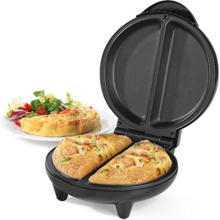 EK2716 Dobbelt Omelet Maker Dobbelt Æggekoger med Non-Stick Plader, Dyb Fyld Elektrisk Multikoger, 2-3 Minutters Forvarmning Bedre Valg [DB]