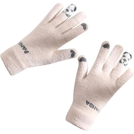 Klassiske og komfortable panda-tema termiske handsker til kvinder, ideelle til udendørs aktiviteter i koldt vejr