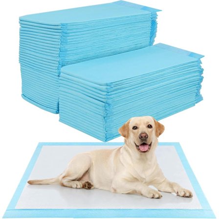 60 kappaleen pakkaus koiran koulutusalustoja, 90 x 60 cm, pennun alusta, koiran alusta, viisikerroksinen tiivis rakenne, nopeasti kuivuva pinta.