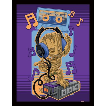 Guardians Of The Galaxy I Am Groot Inramad Poster 40cm x 30cm Violett