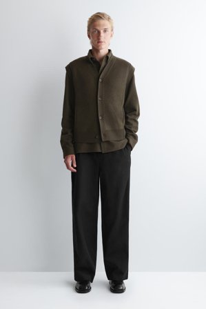 COS Men's Gilet In Lana Cotta Con Bottoni in Marrone