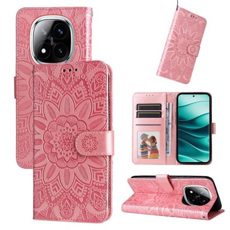 Redmi Note 14 Pro 5G / Note 14 Pro+ 5G - Prägad Solros Läderfodral