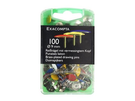 EXACOMPTA Häftstift sorterade färger 100/fp - Lyreco - Kontorsmaterial - Häftstift och kartnålar - Kartnålar