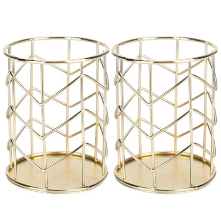 2 st multifunktionella ihåliga pennhållare, organizer för sminkborstar (guld)