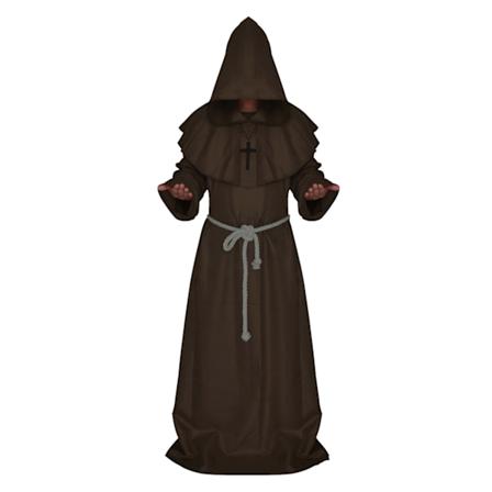 Middelalder Munk Kåbe Præst Kåbe Halloween Cosplay Kostume Kappe Brown M