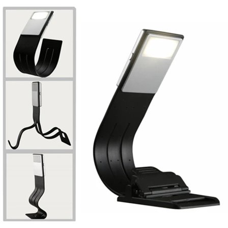 Bogmærke boglampe, USB-genopladelig natlæsningskammerat, fleksibel og bærbar clip-on lampe med lysstyrkehukommelse til læsning ved sengen, 3 farver
