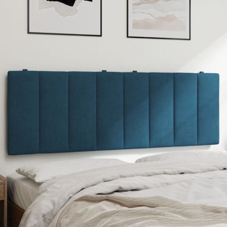 Headboard Cushion "Hanko" Blue 120 cm Velvet