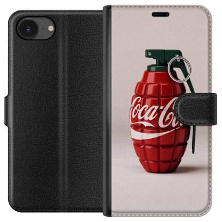 Kompatibel Tegnebogsetui til Apple Apple iPhone 16e Kunstnerisk illustration af Coca Cola granatæble i rødt og grønt, pop art inspireret motiv med