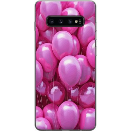Kompatibelt Mobilskal till Samsung Samsung Galaxy S10 Rosa ballonger glansigt festligt motiv som för tankarna till födelsedag firande kärlek och gl