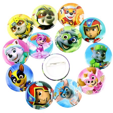 12-pak søde tegneseriehvalpe badges til studerende