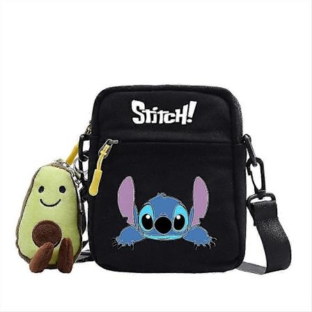 Lasten tyt ille Stitch-kuvioitu k silaukku, crossbody-olkalaukku, Messenger-laukku, sarjakuva-kosmetiikkalaukku, s dett v hihna, kolikkopussi A