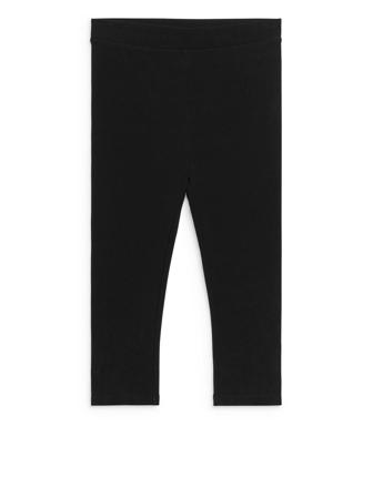 Gerippte Capri-Leggings - Schwarz