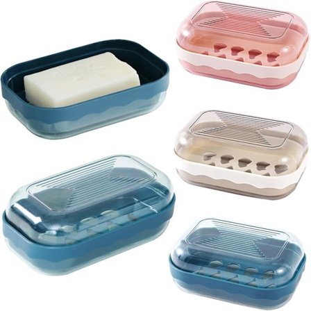 3 st Portabla Tvålkoppar med Lock, Vattentät Plast Tvålkopp för Badrum, Resor, Camping (Ben Vit, Rosa, Mörkblå)