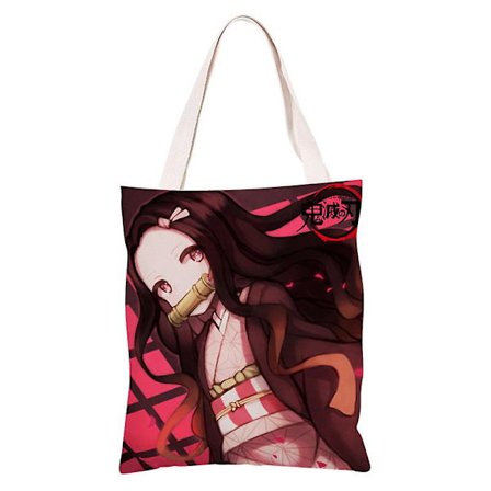 Demon Slayer Cosplay Kimetsu Lærred Tote Taske Kamado Nezuko Kamado Tan