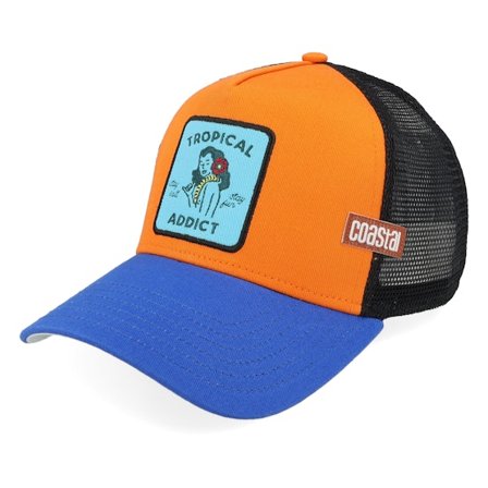 Coastal - Oranje trucker Cap - Hft Tropical Addict Apricot/Blue A-Frame Trucker @ Hatstore