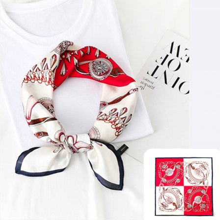 Firkantet Silke Satin Tørklæde Hoved Hals Tørklæde til Kvinder Hår Bånd Tilbehør, Rød-18