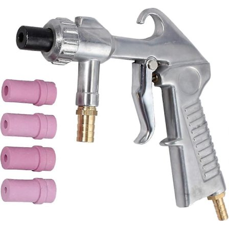 Sandblåsepistol Sandblaster + 4 stk Keramiske Dyser + Ekstra Jern Dysesett