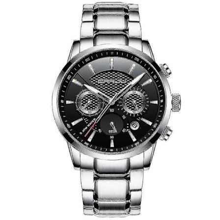 Klokker Tre Øyne Vanntett Quartz Klokke Sølv Svart