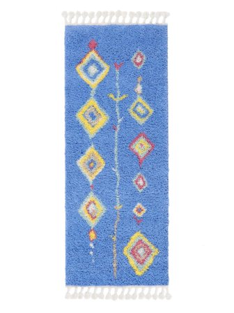 Tapis Shaggy Petit Nanna - Bleu/Multicolore 80X200 Dans Un Style Moderne