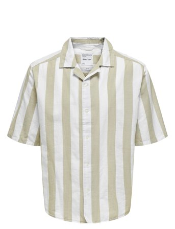 ONLY & SONS | Onstes Rlx Ctn Slub Stripe Ss Shirt Noos | M