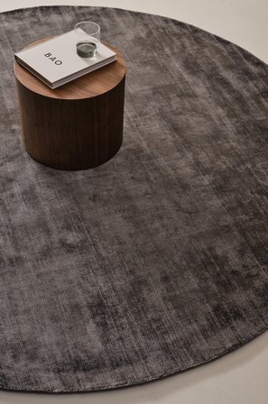 Jotex - Rund Viskoseteppe ø 200 Cm Bomull/Viskose Mørk grå ANELA - Kjøp Viskosetepper hos Jotex