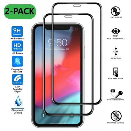 2-pack iPhone 12 HD Skjermbeskytter karbonfiber herdet glass svart