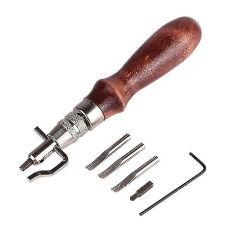 7-in-1-urakoivatyökalu, leikkaa poraa reikiä, monitoiminen kaivinkone, reunan painaminen nahalle, 1 kpl - ruskea