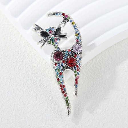 Brooch för kvinnor, kattform, metall, flera färger
