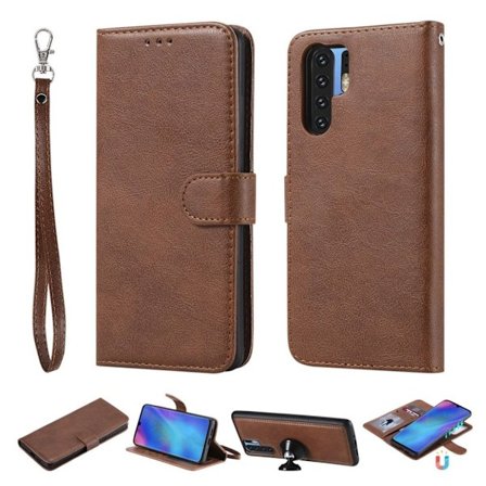 Huawei P30 Pro irroitettava 2-in-1 nahkainen flip suojakotelo - Ruskea