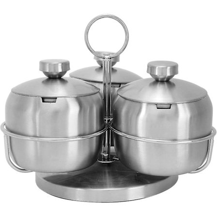 15*17cm Roterande Kryddburksset, Kryddburkar/flaskor i Rostfritt Stål med Skedlock för Sockerburk Servering Te