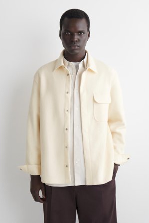 COS Men's Boiled Wool Overshirt in White