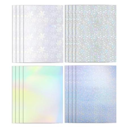 12 ark holografisk klistremerkepapir, gjennomsiktig holografisk klistremerke (A4)